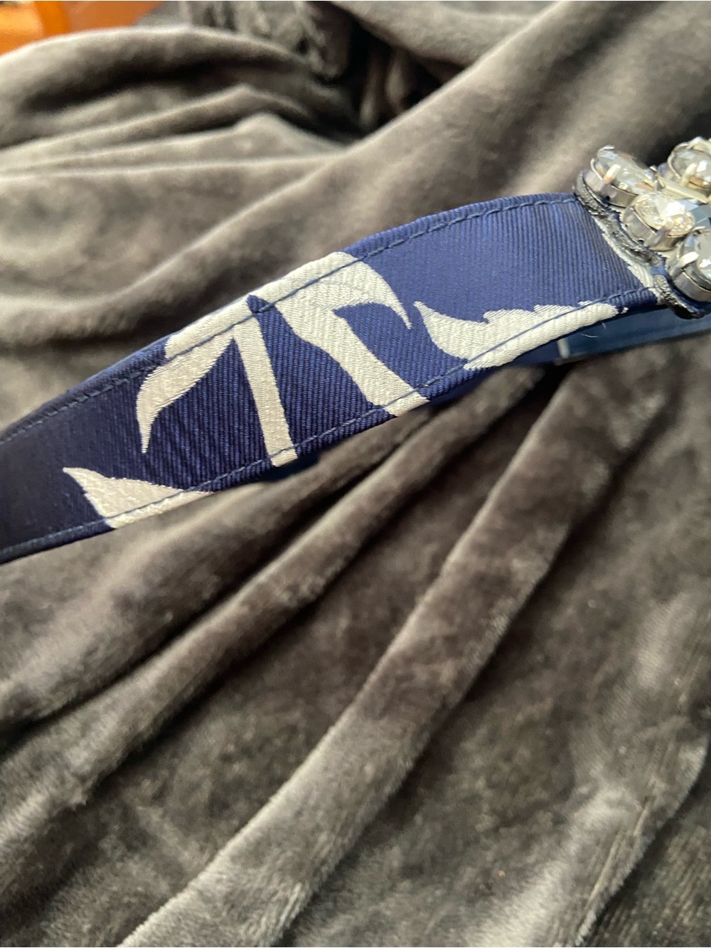Vintage Eliza J Embellished Navy Elastic Women’s Belt Size 6. - Picture 2 of 6